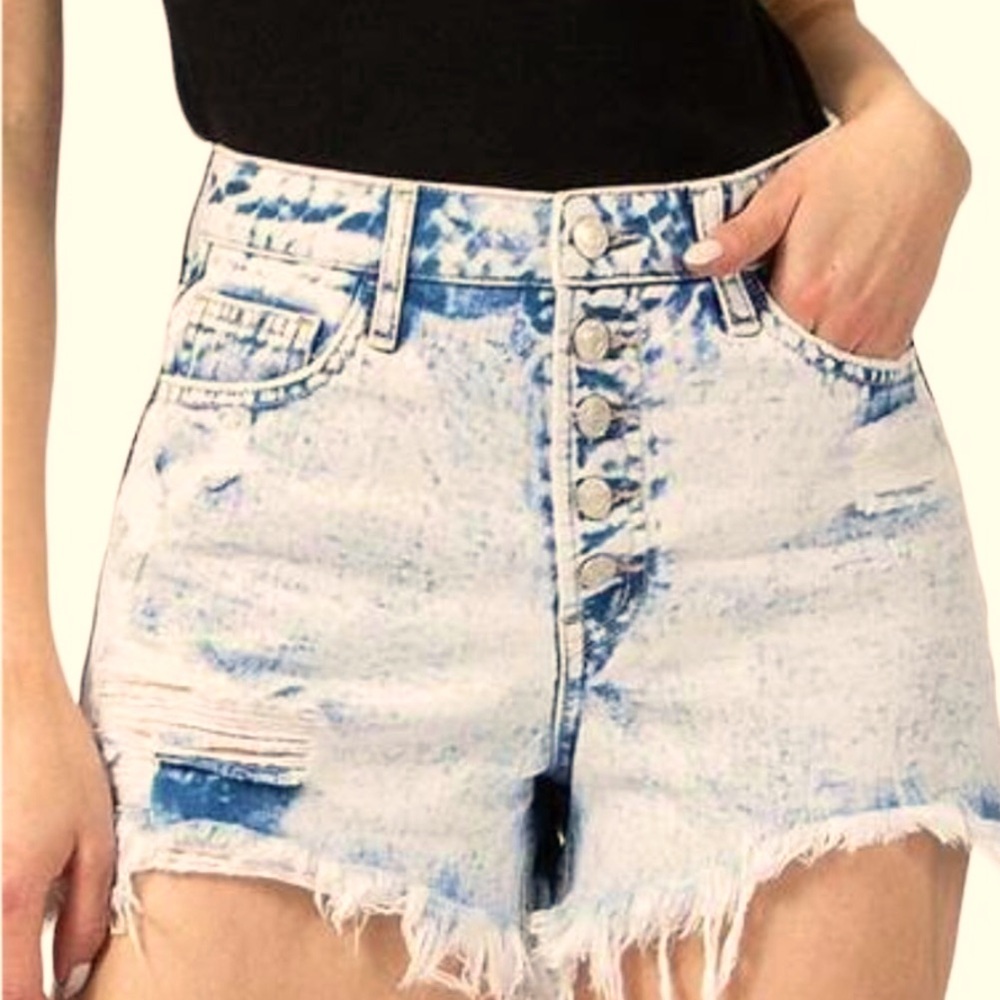 Vervet high waisted acid wash distressed denim cut off shorts size medium